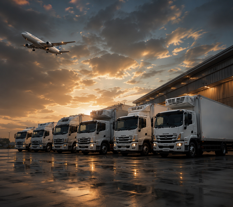 A&B Devs Logistics fleet trucks lined up