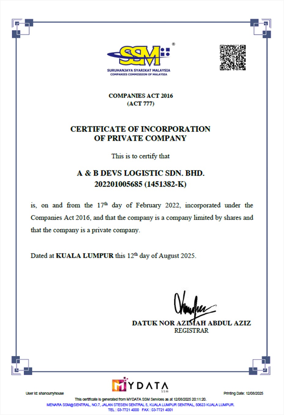 Company license certificate 1